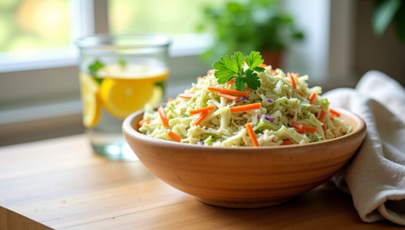 Recette classique du coleslaw : salade croquante de chou et carottes facile à préparer